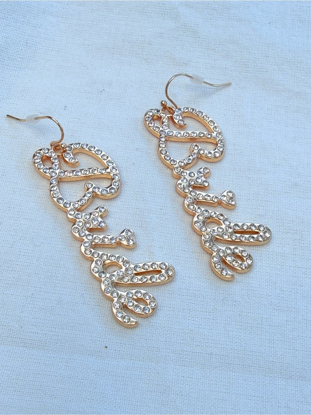 Crystal Script Drop Earrings - BRIDE Earrings